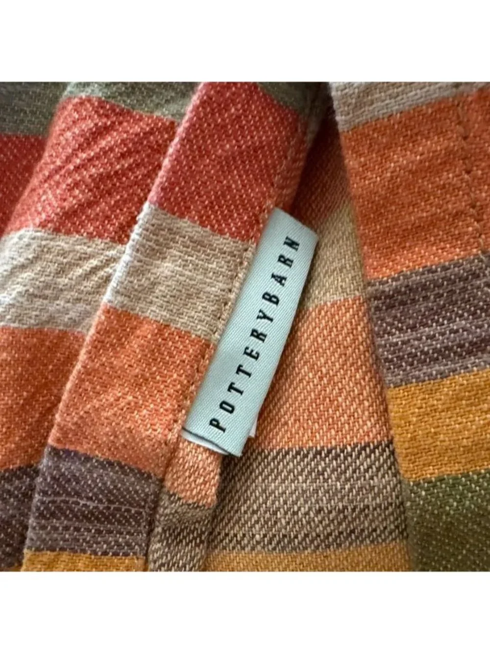 Pottery Barn Logan Striped Standard Pillow Shams (2 ) Multicolor Cotton Linen